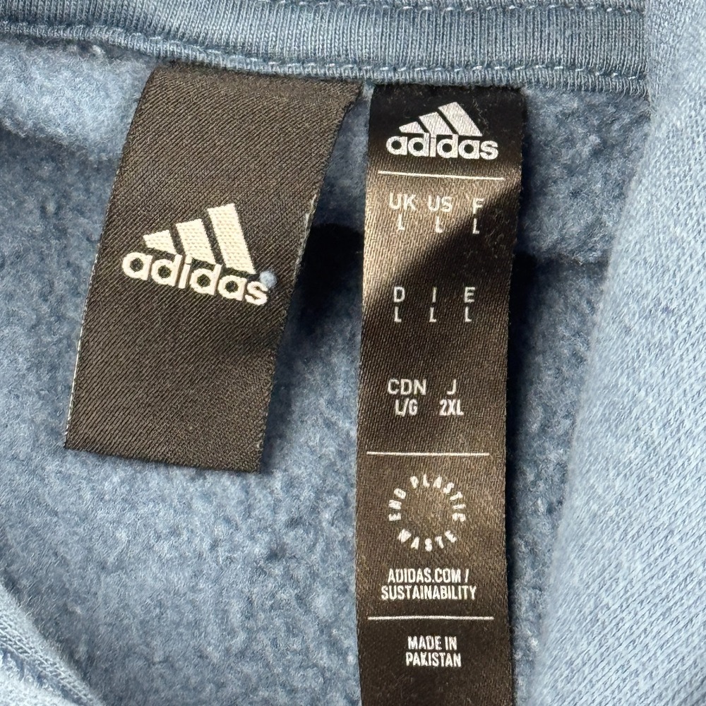 Adidas Hoodie‎ Mens Large Blue Fleece Sweatshirt Pullover Training Gym Athletic - Picture 3 of 8